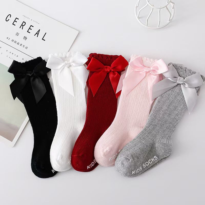 Red Bow Tie Knee High Tube Soc - Anti Blister Sock ulasan dan harga